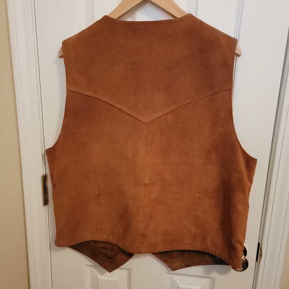 Saguarowest Trading Co Vintage Cowboy Embroidered Fully Lined Suede Vest Size XL - Picture 2 of 13
